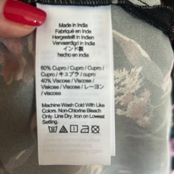 Madewell Belinda Pink Black Floral Midi Dress V-Neck Flutter Sleeves Size 00 - Picture 11 of 12